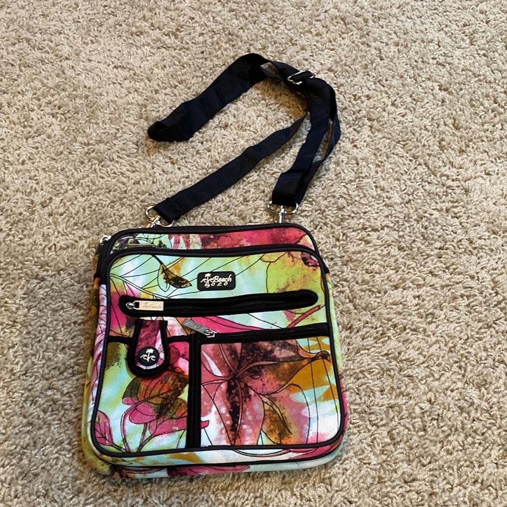 Ladies beach purse… colorful, neoprene, waterproof, adjustable strap.